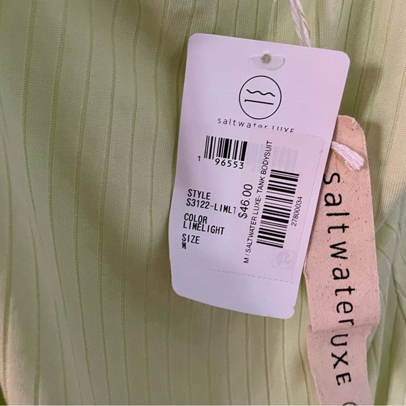 saltwater LUXE ESSENTIAL TANK BODYSUIT lime green size medium NWT - Picture 7 of 10